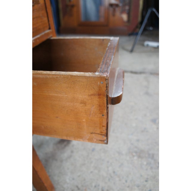 Late 19th Century Antique Victorian Oak Childs Cylinder Roll Top Library Writing School Desk Table For Sale - Image 5 of 12