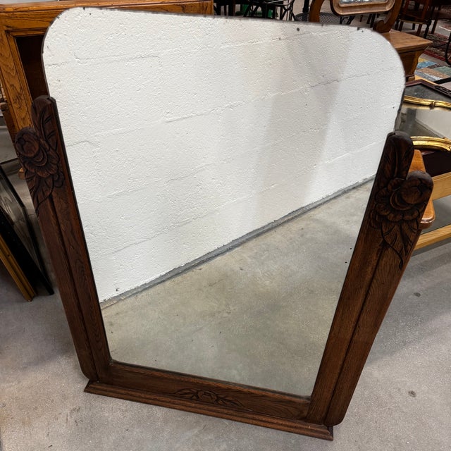French Art Deco Oak Mirror, 1930s For Sale - Image 13 of 18