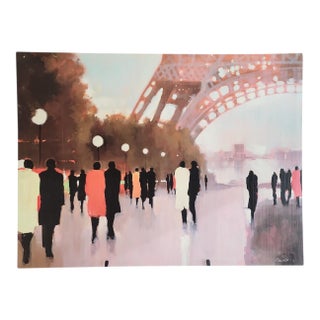 Late 20th Century Lorraine Christie Vintage Giclee "Paris Remembered" on Canvas For Sale