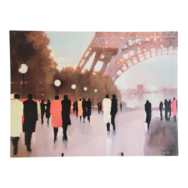 Late 20th Century Lorraine Christie Vintage Giclee "Paris Remembered" on Canvas For Sale