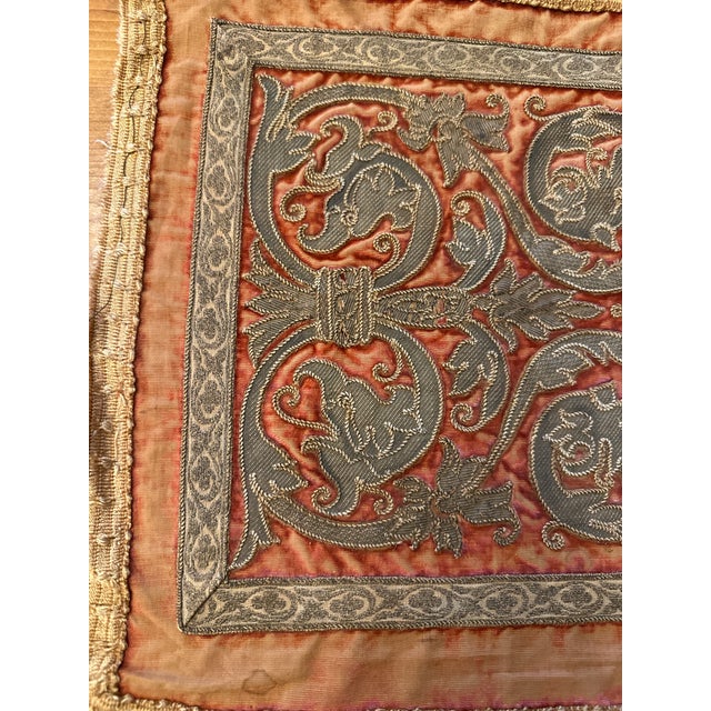Italian Pillow With Embroidery Mid 19th Century For Sale In New York - Image 6 of 10