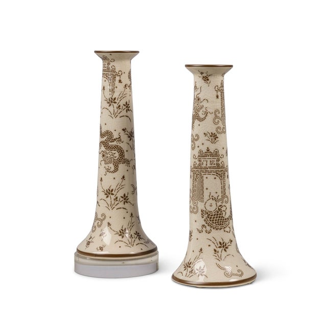 Port 68 Winterthur for Port 68 Dragon Garden Mocha Candle Holder, Set of 2 For Sale - Image 4 of 4