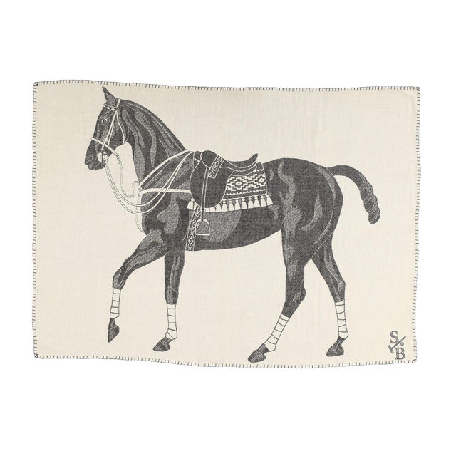 Polo Pony Alpaca Throw Blanket - Charcoal For Sale - Image 4 of 4