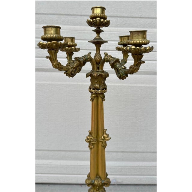 Ornamental & Decorative Materials Exceptional Pair of French Restoration Period Gilt Bronze 5-Light Candelabras France, Circa 1830 For Sale - Image 7 of 18