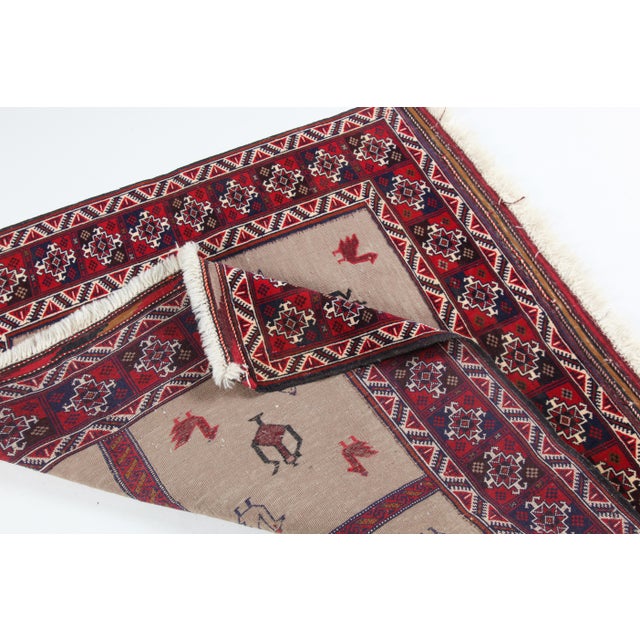 Vintage Tribal Rug With Stylized Animal Motifs, Hand-Knotted Wool Late 20th Century -3' 8'' X 4' For Sale - Image 9 of 10