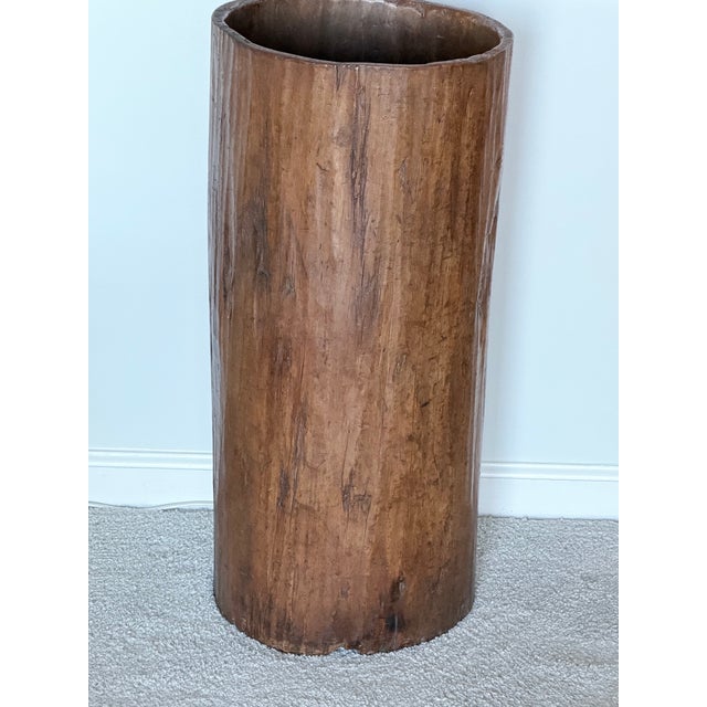 Rustic Hand Hollowed Tree Trunk Umbrella Stand For Sale - Image 4 of 11