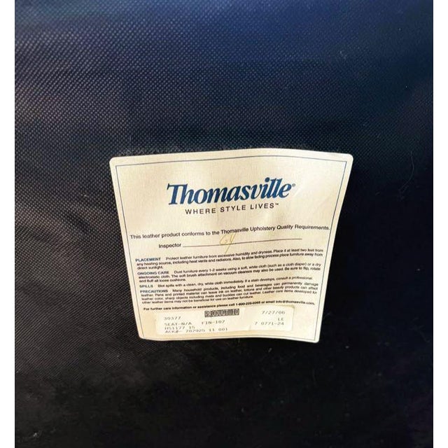 Traditional Vintage Thomasville Chesterfield Leather Easy Chair and Ottoman Set For Sale - Image 3 of 12