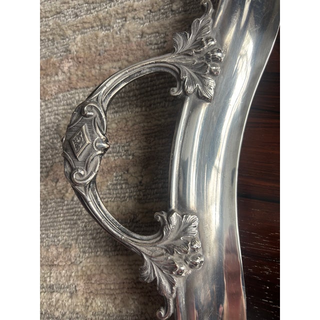 1930s Silverplate and Rosewood Serving Tray, Hallmarked For Sale - Image 5 of 14