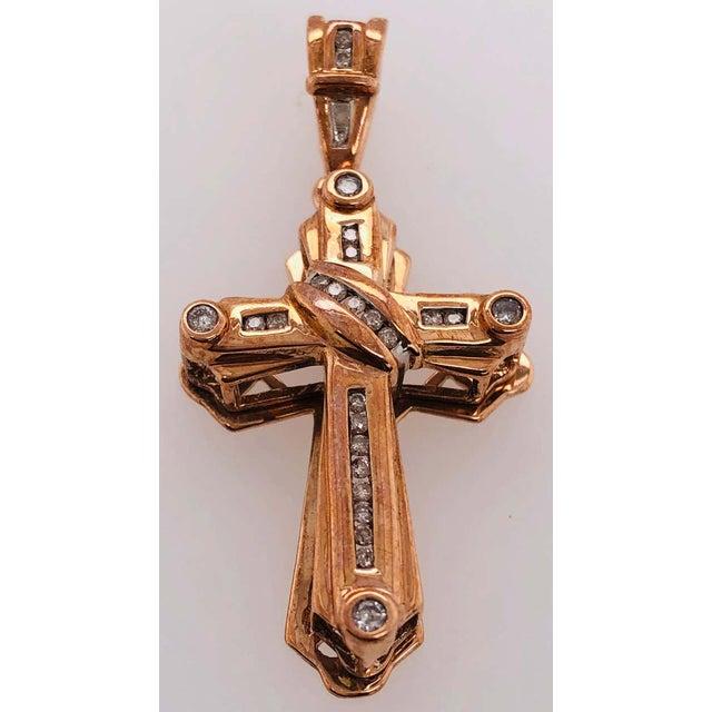 14 Karat Yellow Gold Crucifix Cross Pendant With .50 Total Diamond Weight For Sale - Image 9 of 10