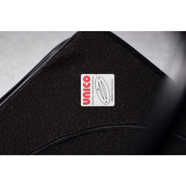 Set of Mid-Century Modern Danish Black Leather Swivel Chair & Ottoman from Unico, 1970s For Sale - Image 16 of 18