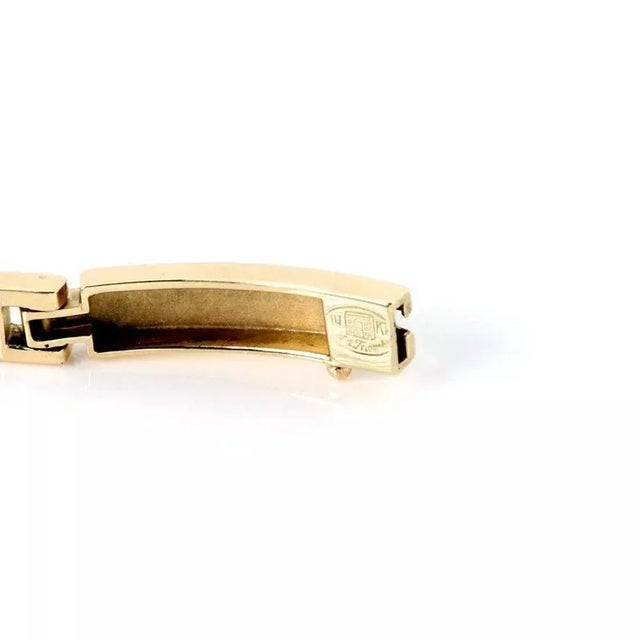La Triomphe Diamond 14k Yellow Gold Curved Bar & H Link Bracelet For Sale In Miami - Image 6 of 6