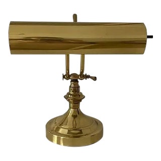 Vintage Mid 20th Century Corded Piano Desk Brass Lamp For Sale