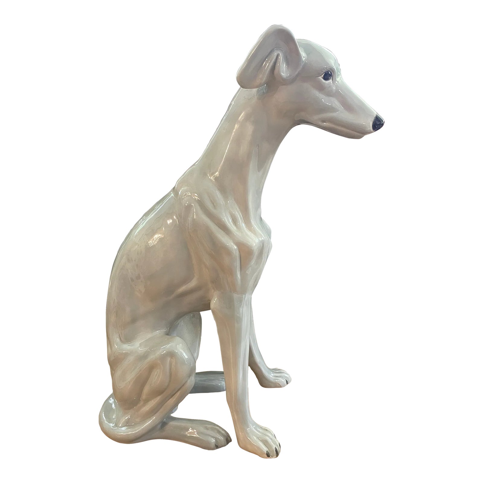 1980’s Life Sized Glazed Ceramic Greyhound or Whippet Statue Chairish