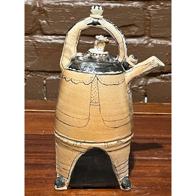 Late 20th Century Gerry Wallace Studio Art Pottery Whimsical Figural Teapot Vessel For Sale In San Francisco - Image 6 of 9