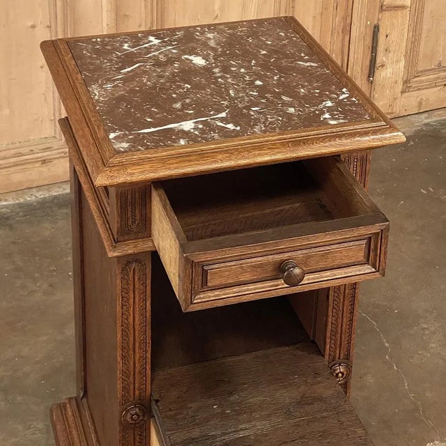 19th Century French Neoclassical Marble Top Nightstand For Sale In Dallas - Image 6 of 13