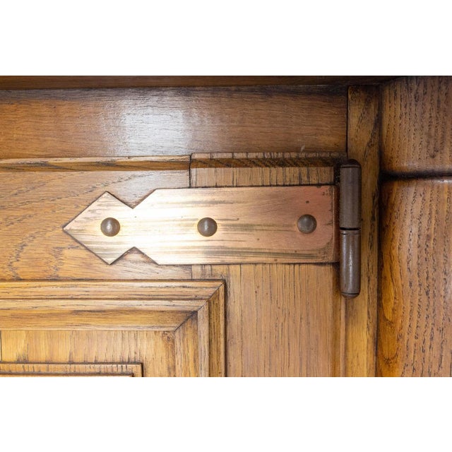 Copper 19th Century French Deux Corps Buffet Oak and Copper Cabinet by Dudouyt, 1940s For Sale - Image 8 of 18