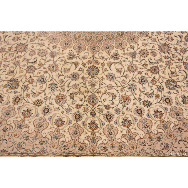 1950s Nazmiyal Collection 1950s Floral Silk Persian Gonbad Design Square Rug For Sale - Image 5 of 8