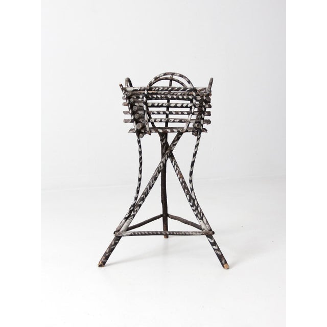 Brown Antique Adirondack Twig Planter Stand For Sale - Image 8 of 12