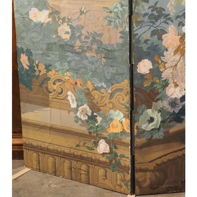 Green Grand Antique French Papier Peinte 4-Panel Screen, the Garden of Armida, C. 1875 For Sale - Image 8 of 18