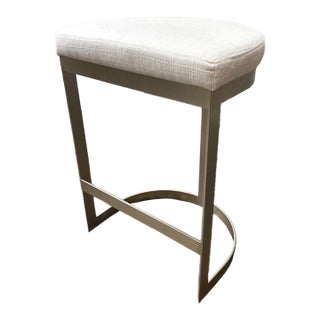 Uttermost Ivanna Counter Stool, White/Silver For Sale