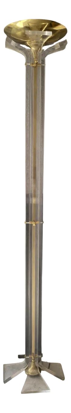 Neoclassical Acrylic and Brass Floor Lamp, 1980s