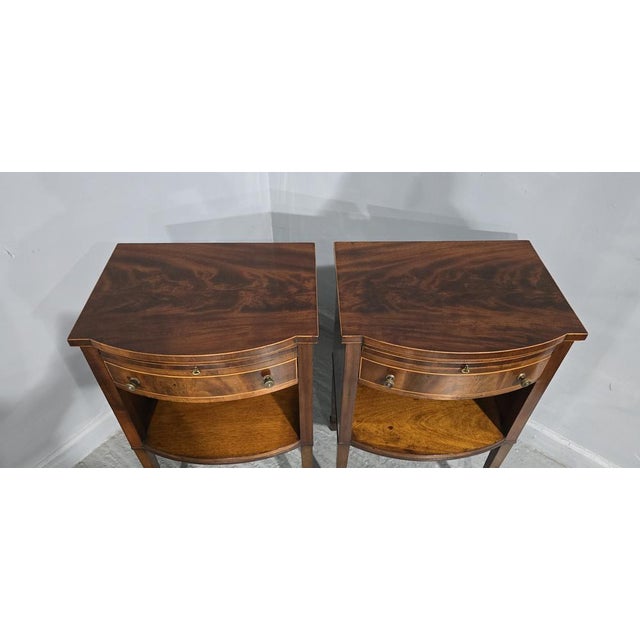 Antique English Mahogany Bedside Nightstands, 1900, Set of 2 For Sale - Image 4 of 16