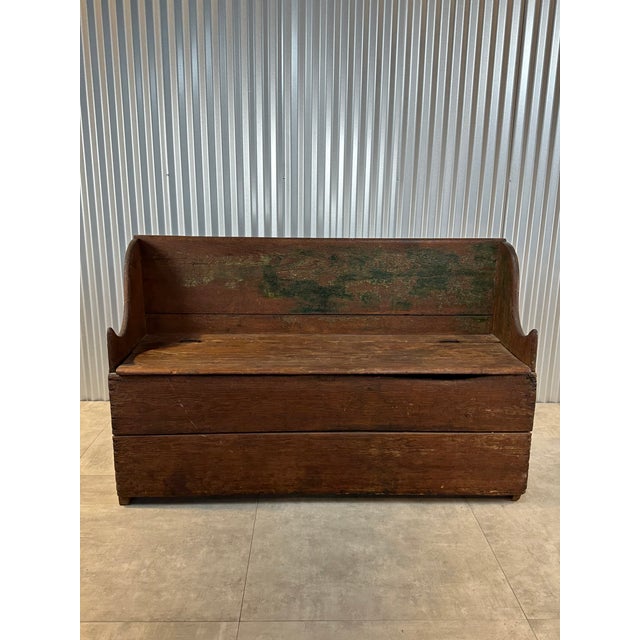 Incredible 19th century primitive entry chest/bench. Farm style Douglas fir construction, incredible old paint and charm...