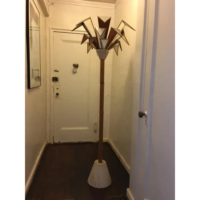 Modernistic Italian Framed Glass and Travertine Marble Palm Tree Floor Lamp For Sale In Philadelphia - Image 6 of 13