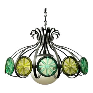 1970s Halo Lite-Trend Los Angeles Limes and Lemons Fruit Slices One Light Swag Pendant Fixture