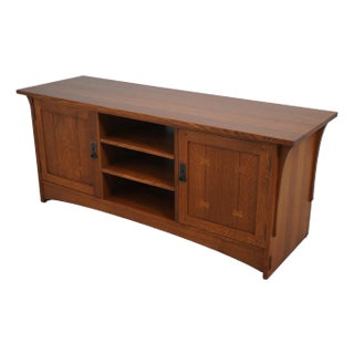 Stickley Mission Oak Tv Media Console Cabinet For Sale