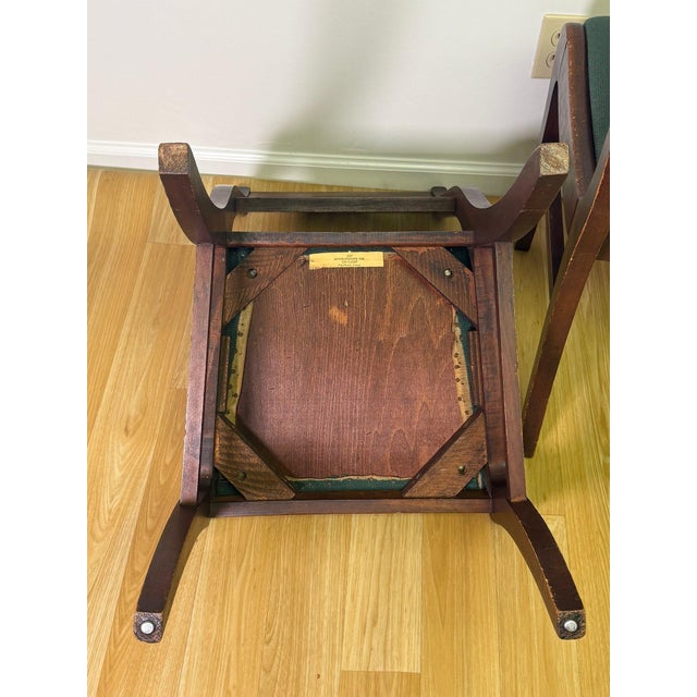 Mid 20th Century Four Vintage Duncan Phyfe-Style Lyre-Back, Hand-Embroidered Needlepoint Drop-in Seat Chairs For Sale - Image 5 of 5