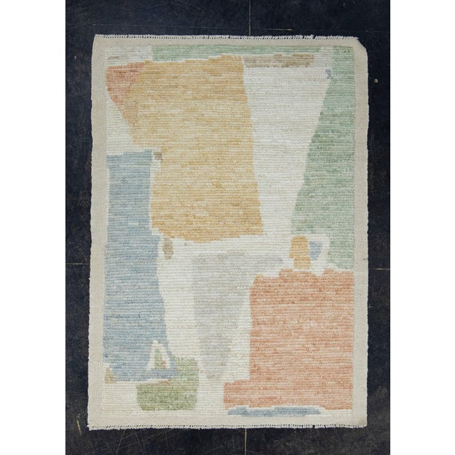 Yellow Hand Knotted Modern Rug 3'5" x 4'10" #17442 For Sale - Image 8 of 8