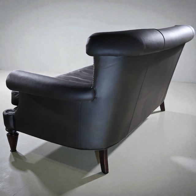 2020s Loom Sculptural Leather Sofa – Custom Refinished Dark Brown Statement Piece For Sale - Image 5 of 6