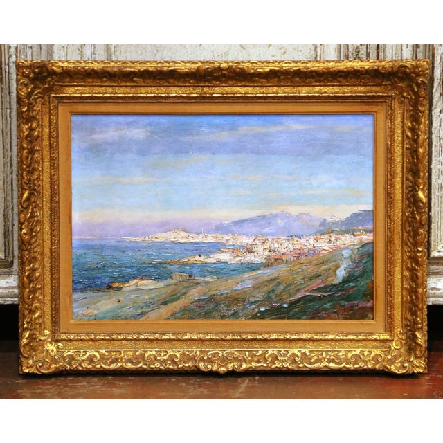 19th Century French Coastal Landscape Oil Painting by Jean-Baptiste Duffaud For Sale In Dallas - Image 6 of 11
