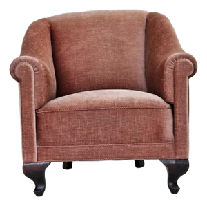 Vintage Danish Lounge Chair in Salmon Pink Furniture Velour and Ash Wood, 1950s