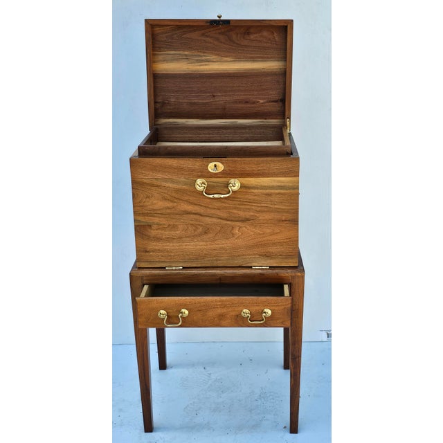 Traditional Handcrafted Federal Solid Black Walnut and Satinwood Silver Smith Chest For Sale - Image 3 of 12