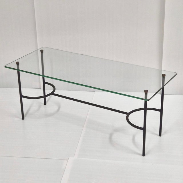 Vintage Coffee Table in Black Lacquered Steel and Glass from Pierre Guariche, 1950s For Sale - Image 10 of 10