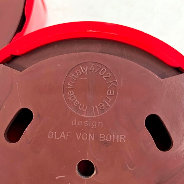 Plastic Red Wall Hooks Gancio 4702 by Olaf Von Bohr for Kartell, 1970s, Set of 2 For Sale - Image 7 of 8