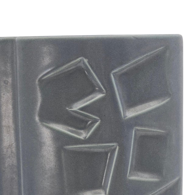 Mid 20th Century Mid-Century Modern Brutalist Ceramic Vase Geometric Relief 11.75" For Sale - Image 5 of 12