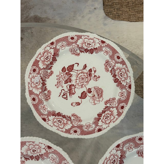 English Chinoiserie Style Red & White Dinner Plates "Cambridge" by Wood & Sons - Set of 6 For Sale - Image 12 of 18