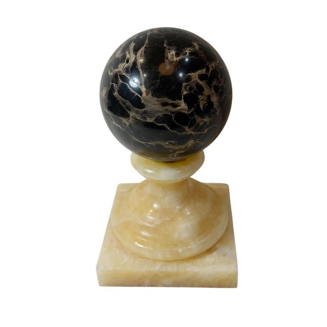 Late 19th Century Late 19th Century Italian Grand Tour Marble and Alabaster Sculpture Ball on Stand For Sale - Image 5 of 7