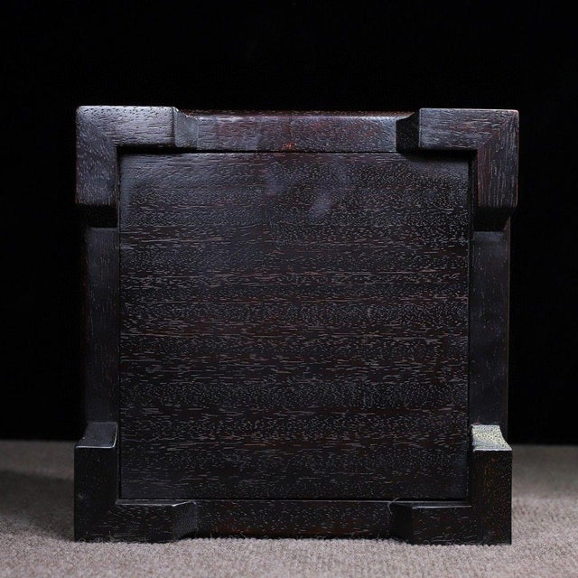 Late 19th Century Square Wooden Tray With Mother-of-Pearl Bird and Peony Inlay For Sale In Los Angeles - Image 6 of 9