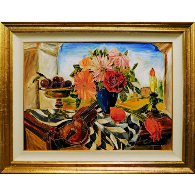 "Afternoon Serenade" framed Original Acrylic on Canvas by Maya Eventov Hand Signed by the Artist museum mounted, matted...
