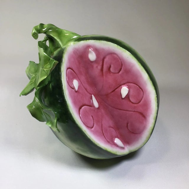 2001 Katherine Houston Hand Sculpted Porcelain Melon With Seeds For Sale - Image 12 of 12