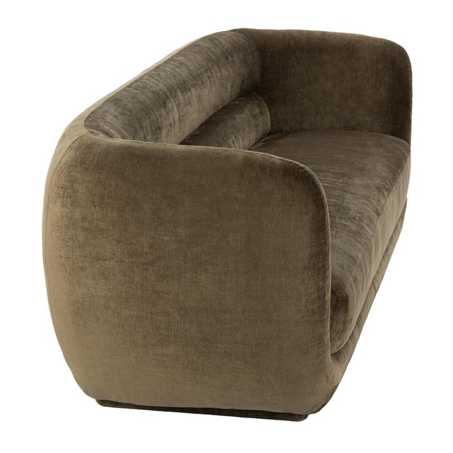 Mid-Century Modern Mod Olive Velvet Sofa For Sale - Image 3 of 7