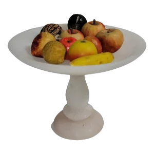 Collection of Multi Stone Fruit and Nut on Alabaster Compote