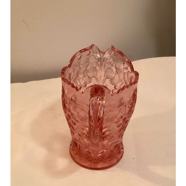 Circa 1950s Imperial pink glass Lenox pitcher with Tiger Lily motif. Very decorative & practical at the same time.