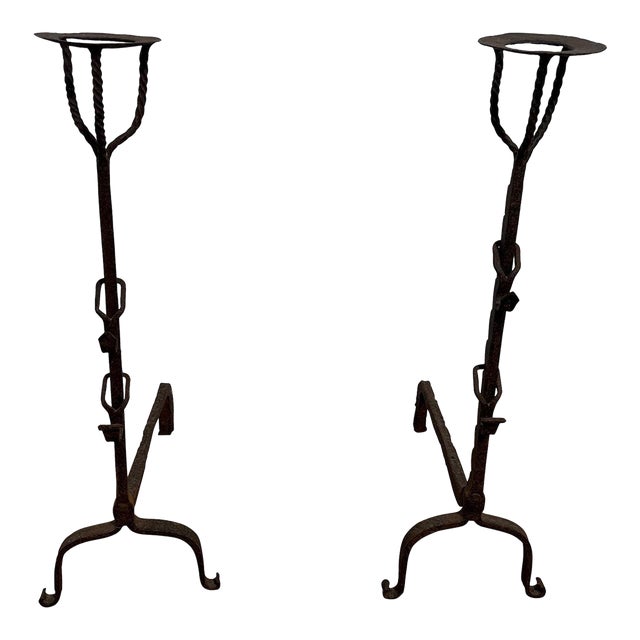 Mid 18th Century Wrought Iron Andrions, French- a Pair For Sale