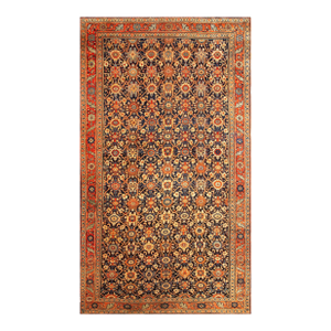 A Traditional Navy Background Color With Fascinating Tribal Style Antique Persian Bijar Rug