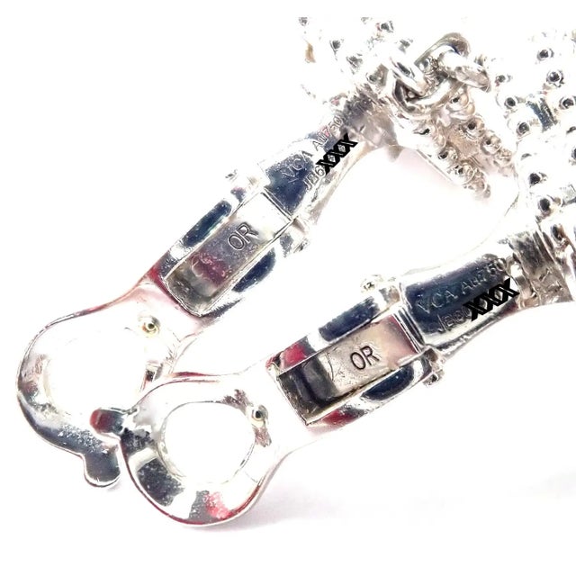 Van Cleef & Arpels White Gold Magic Alhambra Mop Chalcedony Earrings, Pair For Sale - Image 10 of 11